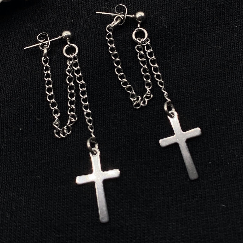 Bông Tai Hình Chữ Thập Phong Cách Hàn Quốc 22049 Dễ Phối Đồ