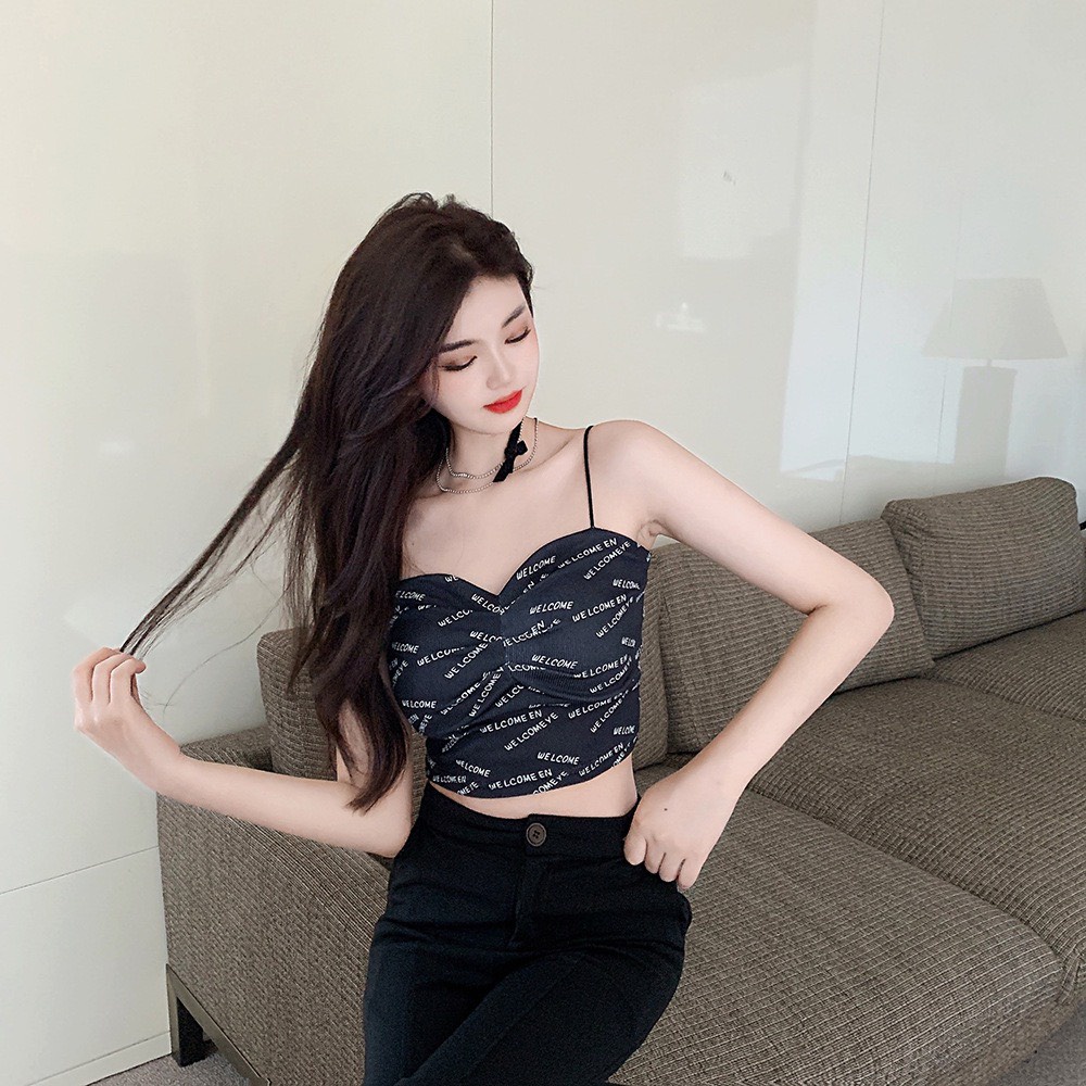 Bra hai dây in chữ cổ chữ V nhúm ngực, không gọng siêu nâng ngực