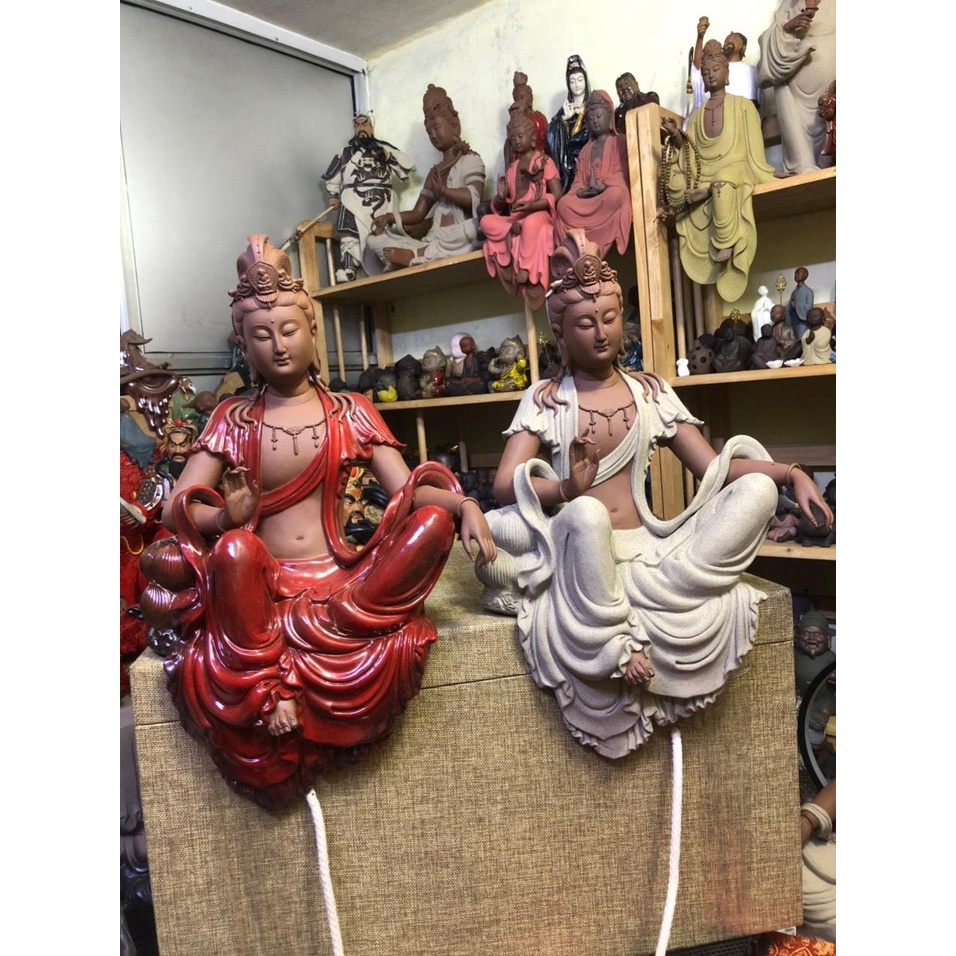 TƯỢNG QUAN ÂM TỰ TẠI GỐM TỬ SA CAO CẤP DO NGHỆ NHÂN CẤP QUỐC GIA CHẾ TÁC THỦ CÔNG - TRANG TRÍ NHÀ CỬA TIỂU CẢNH PHỐI LŨA