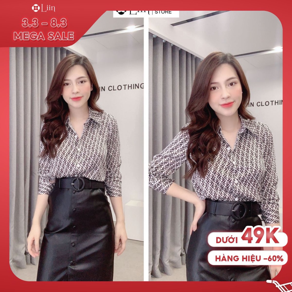 Áo sơ mi nữ dài tay cao cấp CD Đen Trắng form dáng công sở cá tính, năng động Liin Clothing SM3812