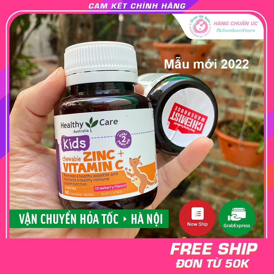 Kẹo kẽm ZinC + Vitamin C Healthy Care mẫu mới