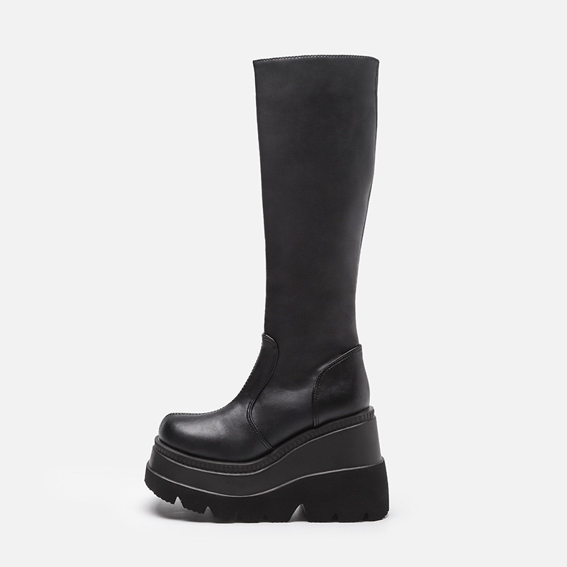 (SẴN MỘT SỐ SIZE - HÀNG ORDER) Bốt đùi khóa cạnh đế cao 10cm phong cách Gothic - Slay gothic platform boots zip | BigBuy360 - bigbuy360.vn