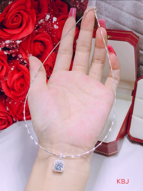 Kiềng bạc mềm mặt đá trắng KB0441