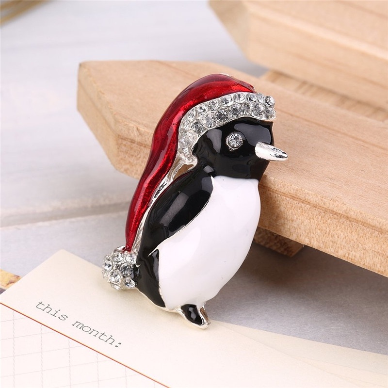 1 Trâm cài áo hình chim cánh cụt đính đá pha lê mới