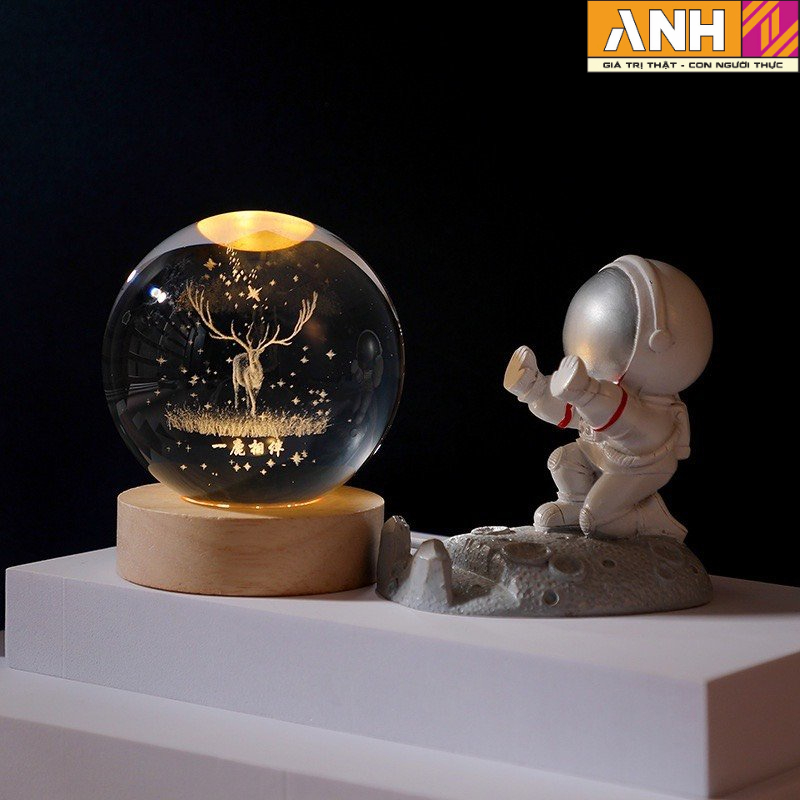 Quả cầu  trang trí bàn làm việc, đèn ngủ, quả cầu thủy tinh pha lê vũ Decor siêu đẹp