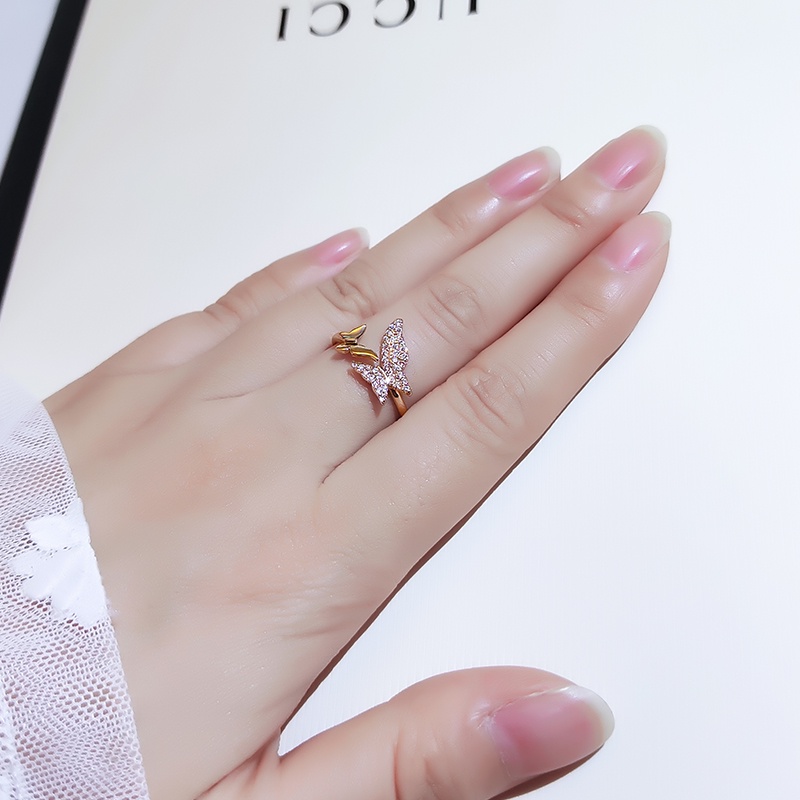 [Jiudoulan] Nhẫn Hình Bướm Thời Trang Hàn Quốc Đơn Giản Dễ Phối Đồ Có Thể Điều Chỉnh