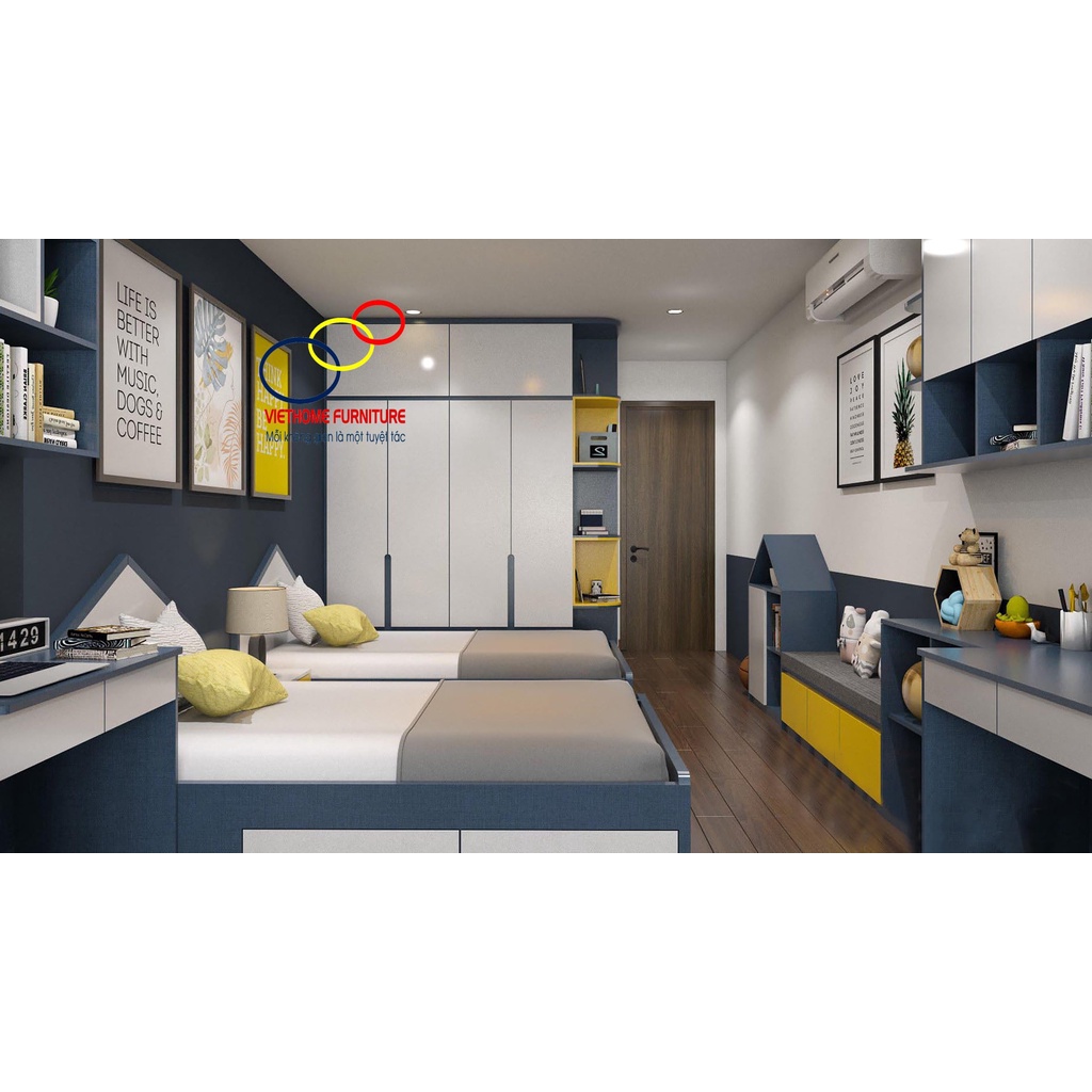 Nội thất phòng ngủ cho 2 bé trai phong cách hiện đại - Nội thất Viethome bảo hành & bảo trì sản phẩm 6 năm