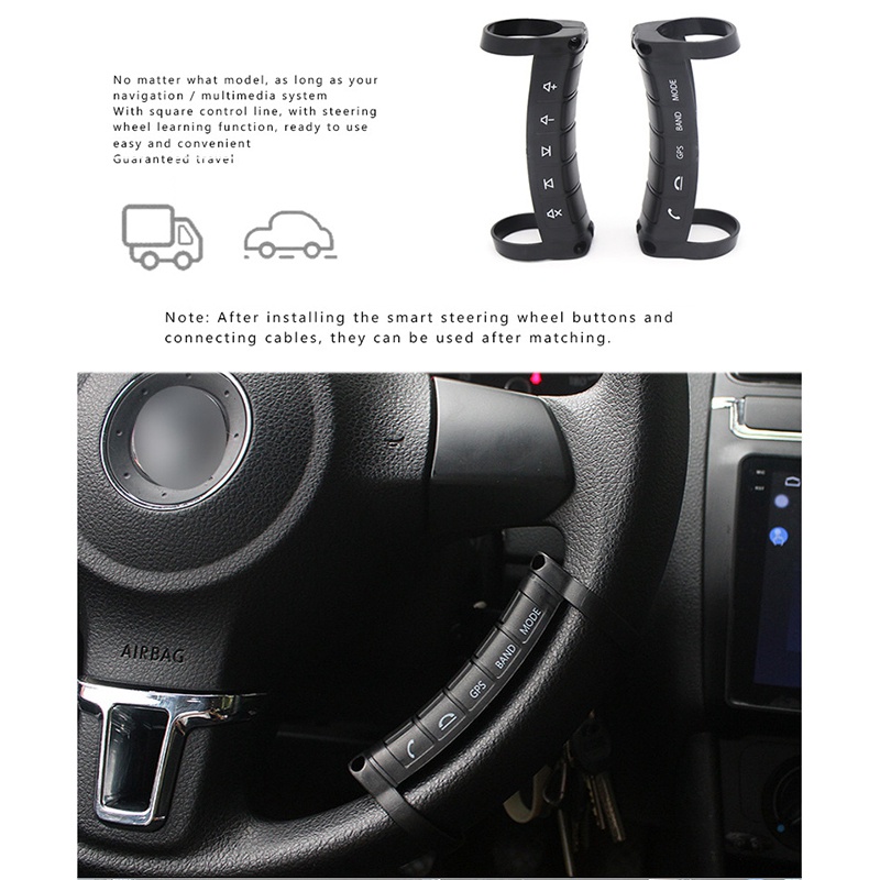 Bộ Điều Khiển Vô Lăng Không Dây Đa Chức Năng Thông Dụng Nút Điều Hướng DVD Bluetooth Có Đèn LED