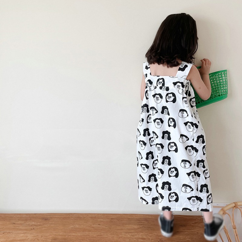 Jumpsuit Ống Rộng Họa Tiết Hoạt Hình Phong Cách Hàn Quốc Thời Trang Mùa Hè Cho Bé Gái