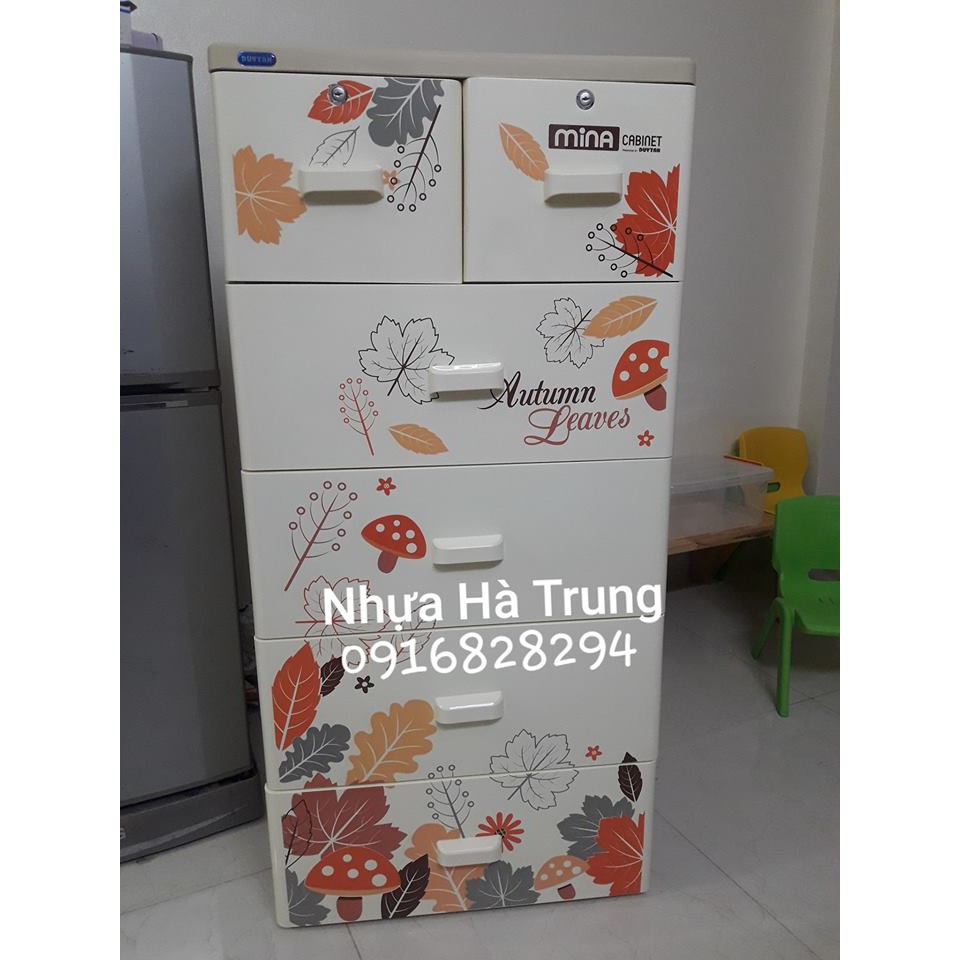 (Hà Nội) Tủ nhựa Duy Tân Mina 5 tầng Kem Lá Mùa Thu