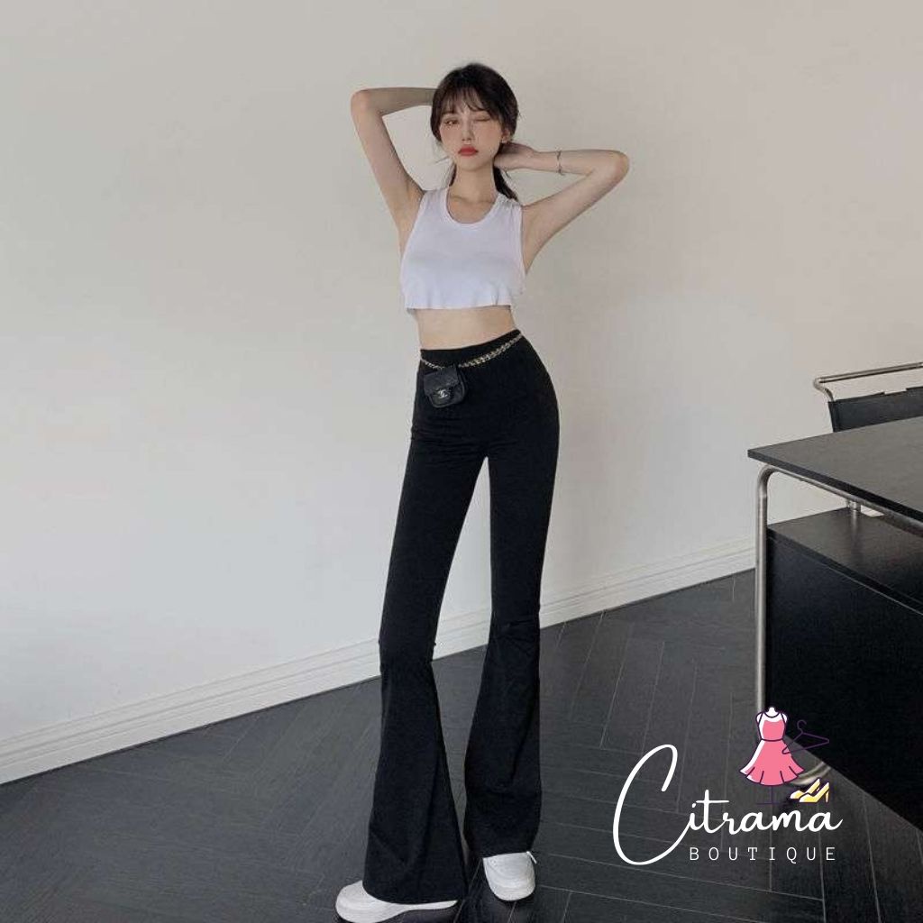 Quần ống loe cạp cao legging dáng dài quần ống loe nâng mông che khuyết điểm đùi to QL01 | BigBuy360 - bigbuy360.vn