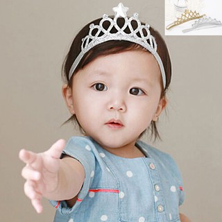 Băng đô dây co giãn đính vương miện đáng yêu cho bé gái