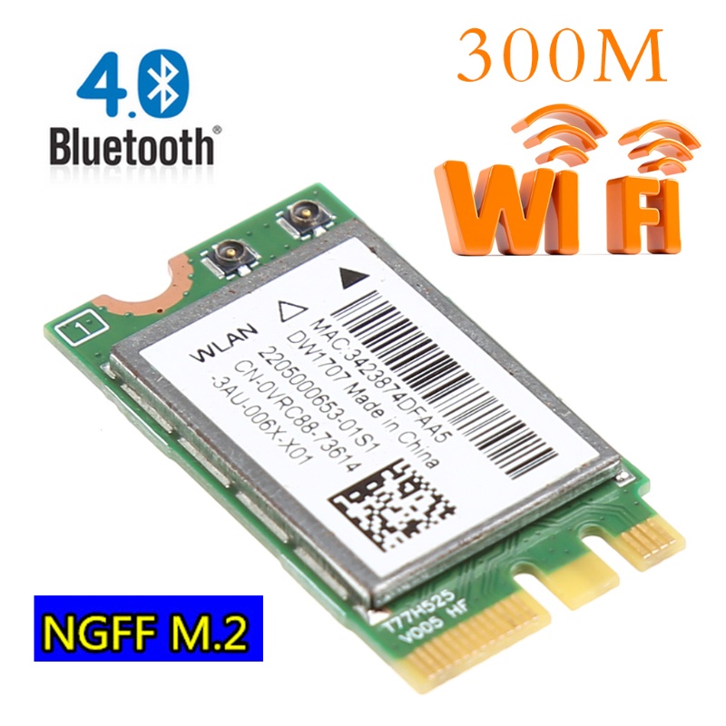 Thẻ WIFI Không Dây Mini M.2 Ngff Wlan BT4.0 0VRC88 QCNFA335 Dành Cho Dell DW1707