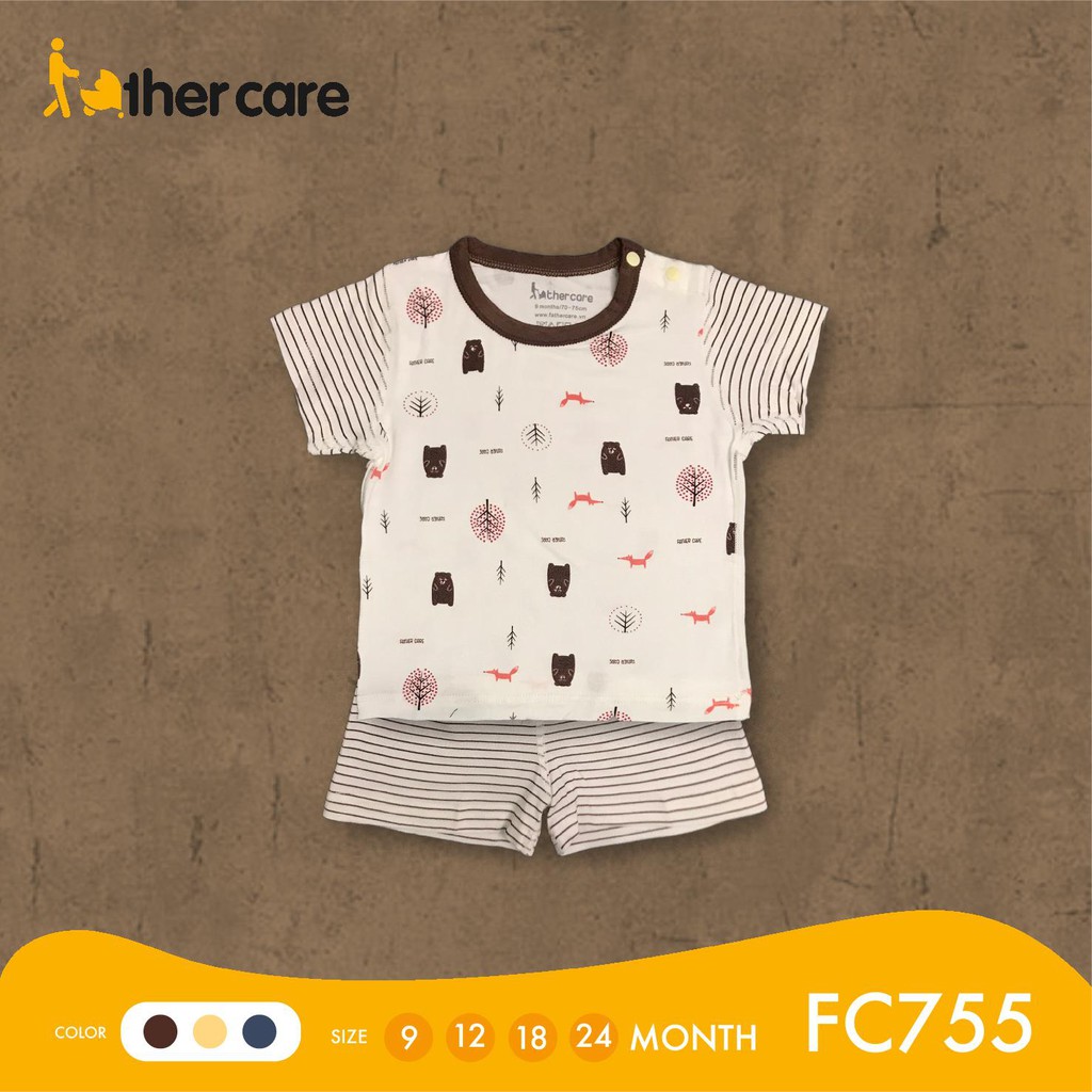 Bộ Quần áo trẻ em FatherCare Cài vai CT - Gấu trắng và Gấu cáo (HT - Kẻ) FC782 FC755