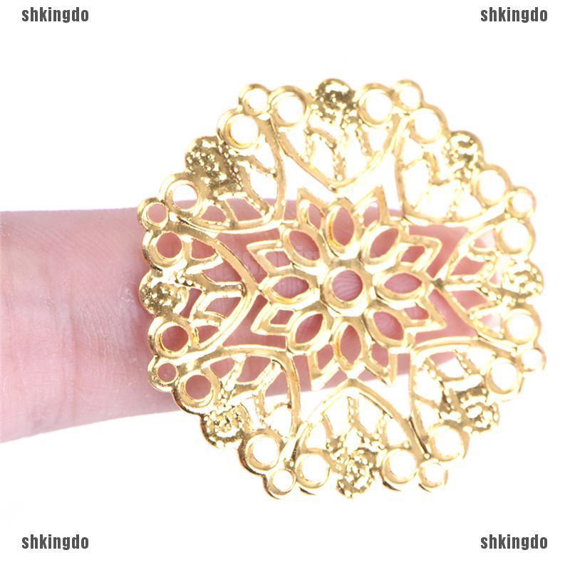 Set 50 phụ kiện hình bông hoa chạm rỗng màu đồng dùng làm đồ trang sức DIY