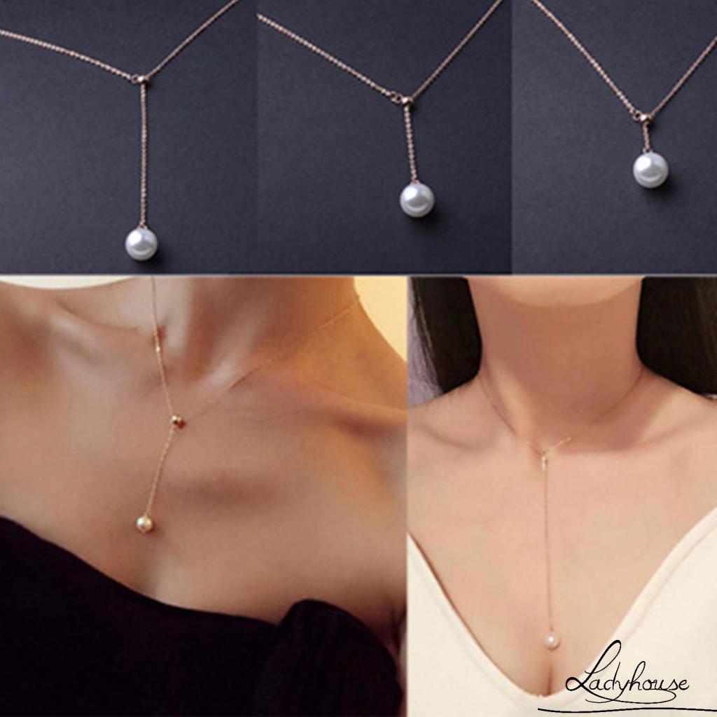 Vòng cổ Mặt Ngọc Trai Nhân Tạo Bằng Hợp Kim Dành Cho Nữ