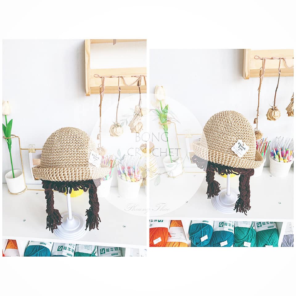 Mũ len bím tóc trơn 🤍 xinh cho bé yêu 🧶[crochet]