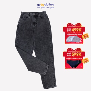 Quần jean baggy nữ YODY lưng cao tôn dáng màu đen khói QJN3126