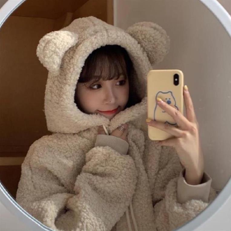 Khoác lông tai thỏ siêu xinh phong cách ulzzang