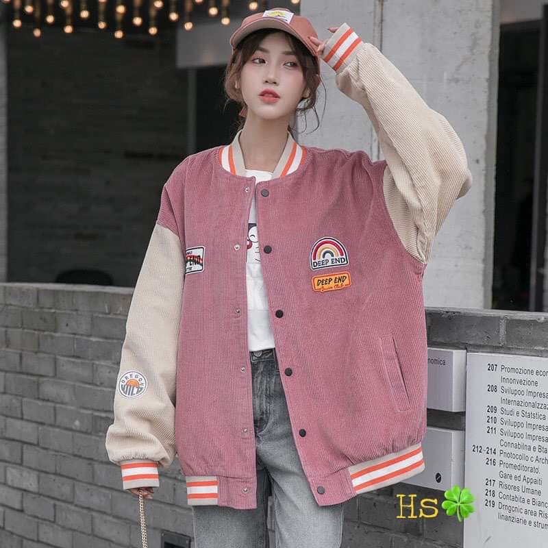 Áo khoác bomber nhung cầu vồng HSU1