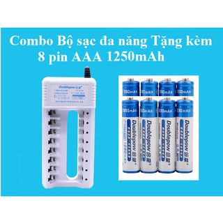 Combo Bộ sạc đa năng B108 Tặng kèm 8 Pin tiểu sac AAA 1250mAh