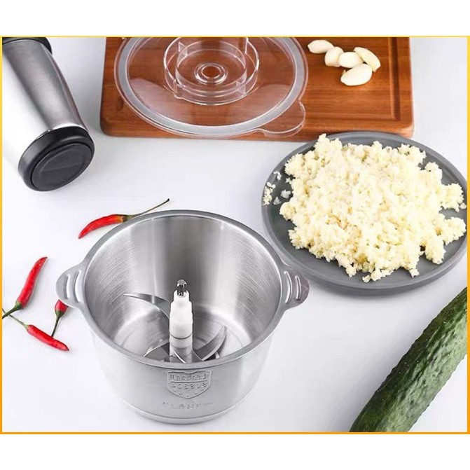 Máy xay thịt đa năng 4 lưỡi dao, Cối xay thịt bằng Inox 304 dung tích 2L, công xuất 250W