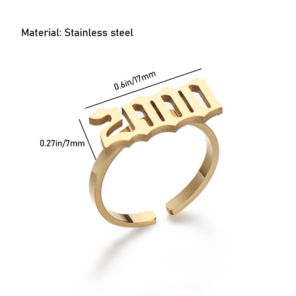 Nhẫn Thời Trang Bằng Thép Không Gỉ Họa Tiết Số 1980 - 2000