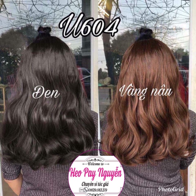 Tóc giả kẹp chữ U xoăn đuôi ngang 45cm, u604
