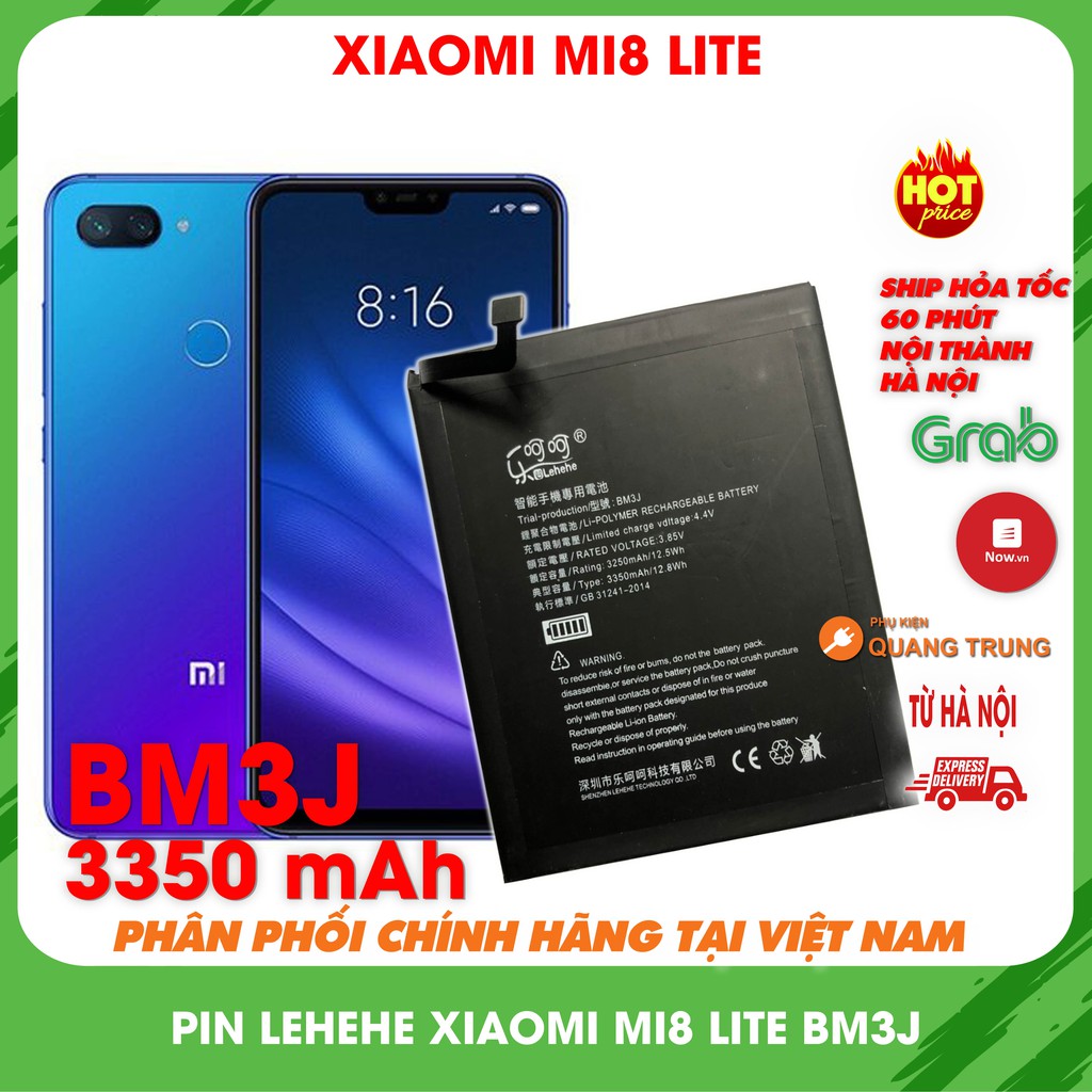 Pin xiaomi mi8 lite mã BM3J chính hãng Lehehe, dung lượng 3350 mAh, bảo hành 6 tháng