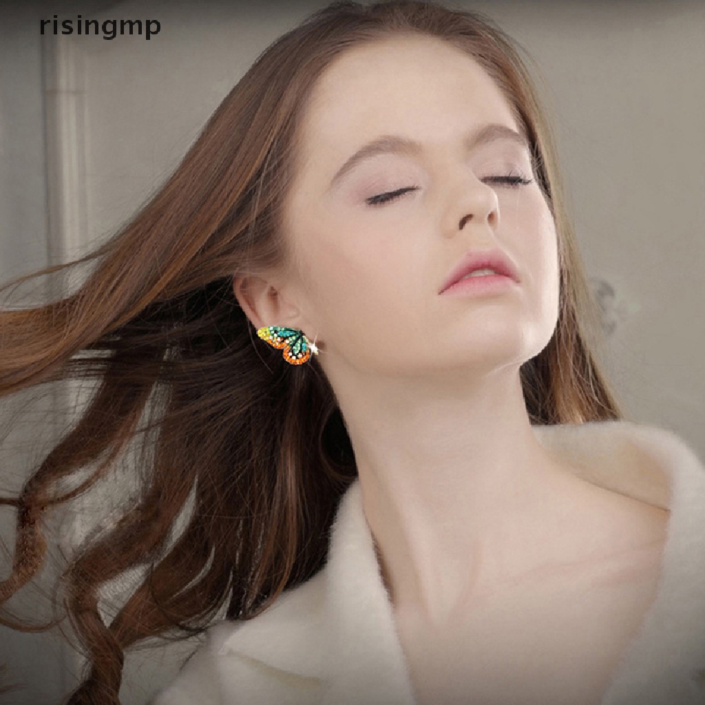 Bông Tai Hình Cánh Bướm Bằng Kim Loại Đính Đá Thời Trang Cho Nữ ♨Nóng Bỏng