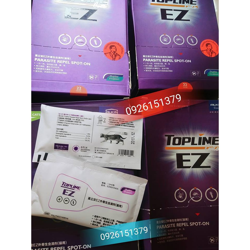 [Mã PET50K giảm Giảm 10% - Tối đa 50K đơn từ 250K] Nhỏ Gáy Rận Akin-Topline Mèo Nhỏ gáy diệt rận,bọ chét,ve