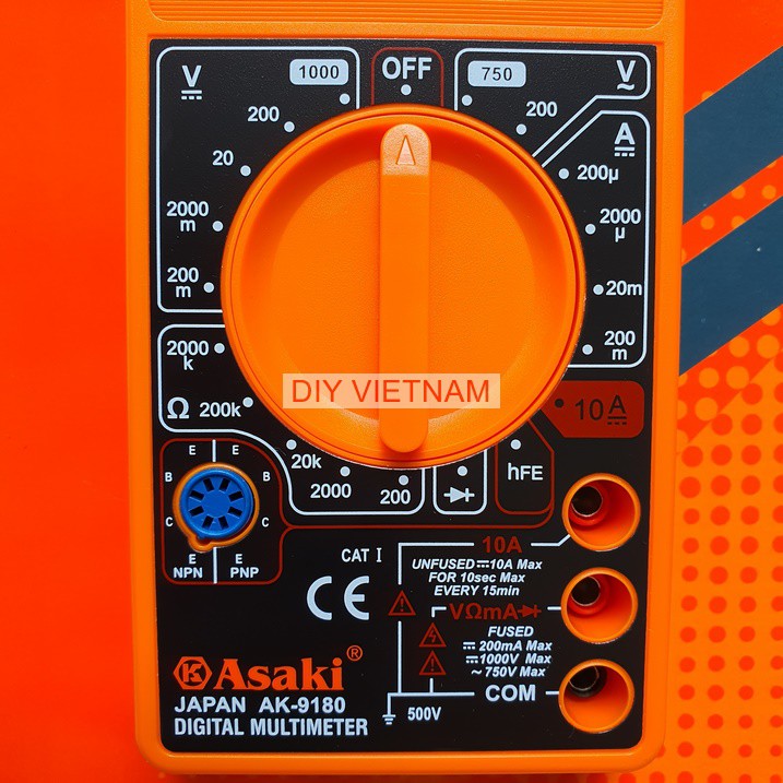 Đồng hồ vạn năng hãng Asaki Nhật Bản AK-9180 dùng đo điện AC, DC có tặng kèm 1 bút thử điện Stanley (Đồng hồ đo điện)