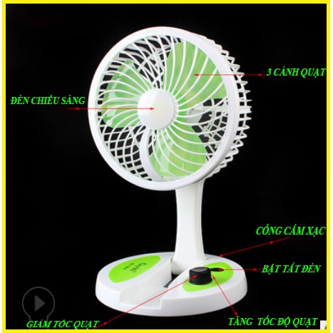 Quạt Tích Điện Gấp Gọn Đa Năng Có Đèn Led Siêu Sáng Siêu Tiện Lợi | BigBuy360 - bigbuy360.vn