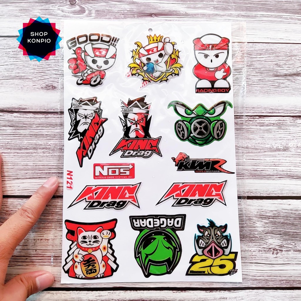 Bộ Tem Sticker RCB KingDrag Dập Nổi Cao Cấp Dán Xe Máy, Ô Tô, Mũ Bảo Hiểm, Chống Thấm Nước, Chống Bay Màu
