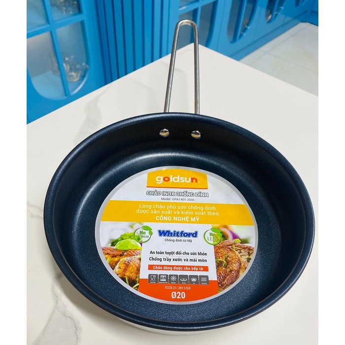 Chảo Inox chống dính Goldsun 20cm đáy từ GPP09