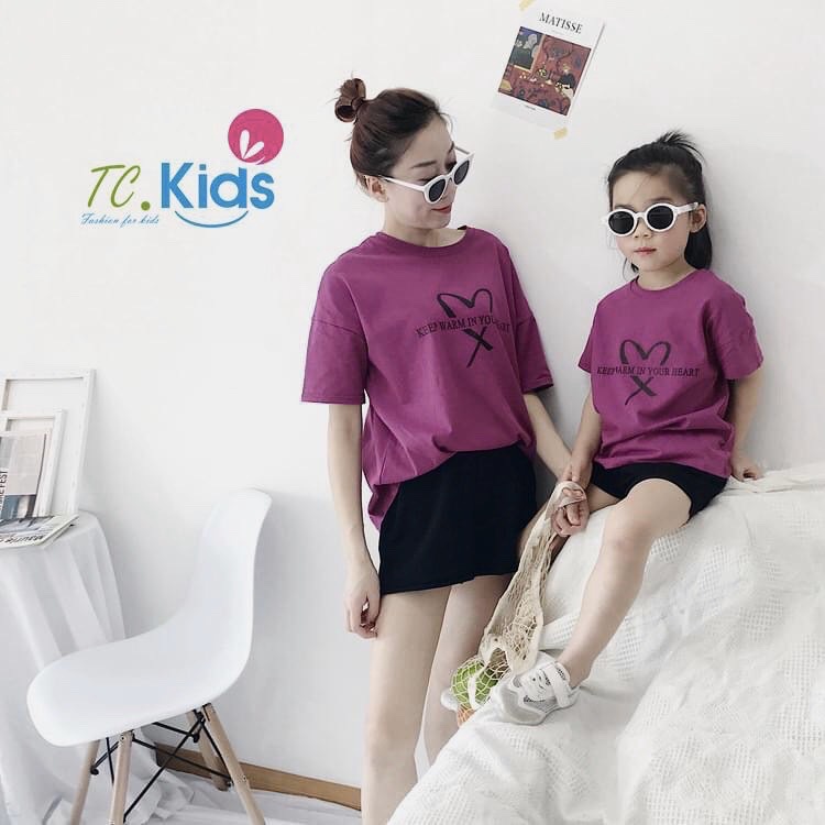 Bộ thun mẹ - bé gái, bộ thun đùi mẹ - bé diện cặp đi chơi 013676 b