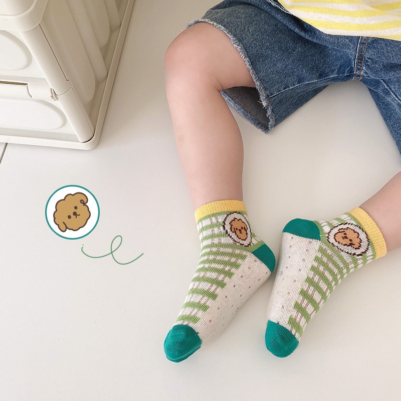 Set 5 đôi tất KOKOROCARE cotton mỏng in hoạt hình cún cưng size s/m/l/xl cho bé 1-12 tuổi
