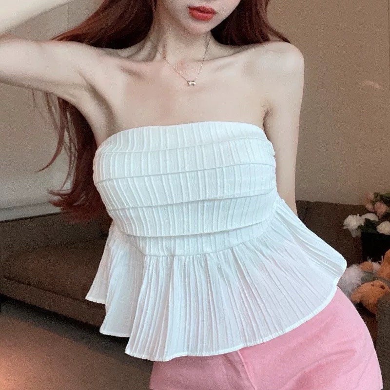 Áo ống cúp ngực peplum xoè xinh màu trơn 436 FIORI STORE