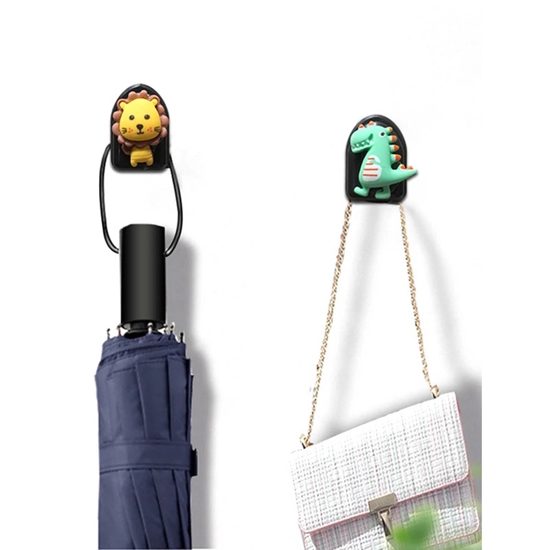 Móc treo đồ bằng nhựa tự dính họa tiết hoạt hình đa năng nhỏ gọn gắn sau ghế ngồi xe ô tô