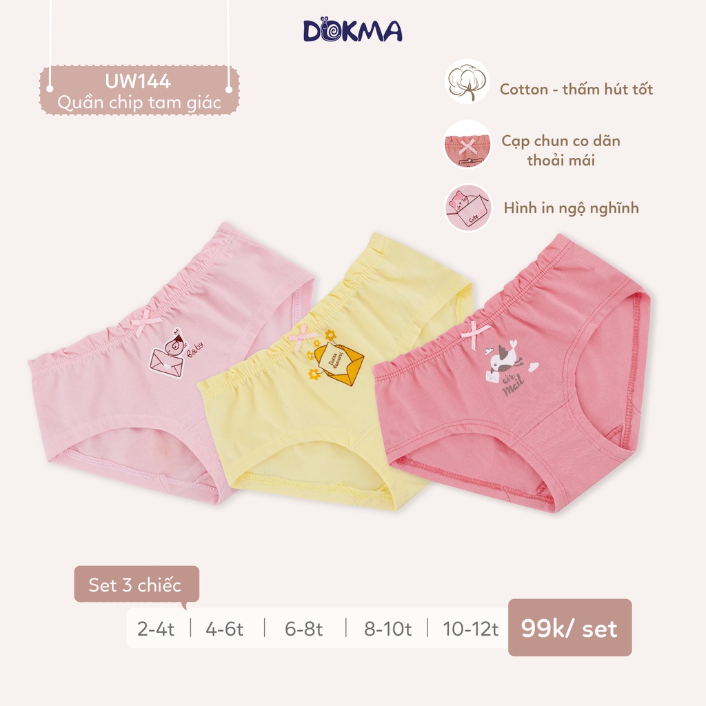 Set 3 quần chip tam giác bé gái Dokma