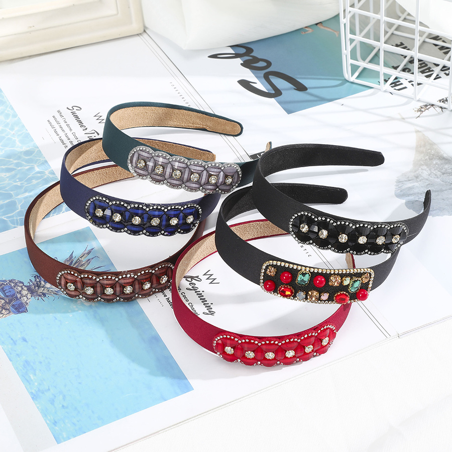 Korean Side Diamond Crystal Color Diamond Sponge Headband Fashion Temperament Hairband Woman Hair Accessories