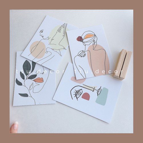 Set 4 tấm ảnh postcard trừu tượng decor trang trí nhà