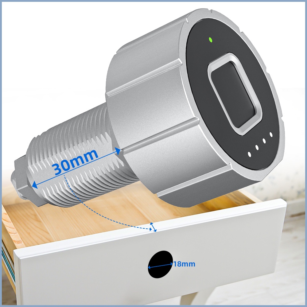 Ổ Khóa Vân Tay Thông Minh Bằng Hợp Kim Kẽm Không Chìa Khóa 30MM 15 Nút Có Thể Sạc Lại Dành Cho Phòng Gym/Văn Phòng