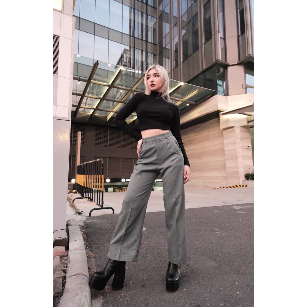 Áo Cổ Lọ Croptop Tay Dài Bigsize Nữ Chất Thun Cotton Trơn Co Giãn 4 Chiều Dưới 80Kg "CROP CL"