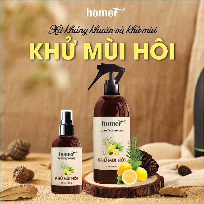 Xịt khử mùi tinh dầu Khử mùi hôi Homer Thiên nhiên - Dung tích 100ml/250ml