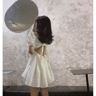 váy buột nơ trắng chun lưng