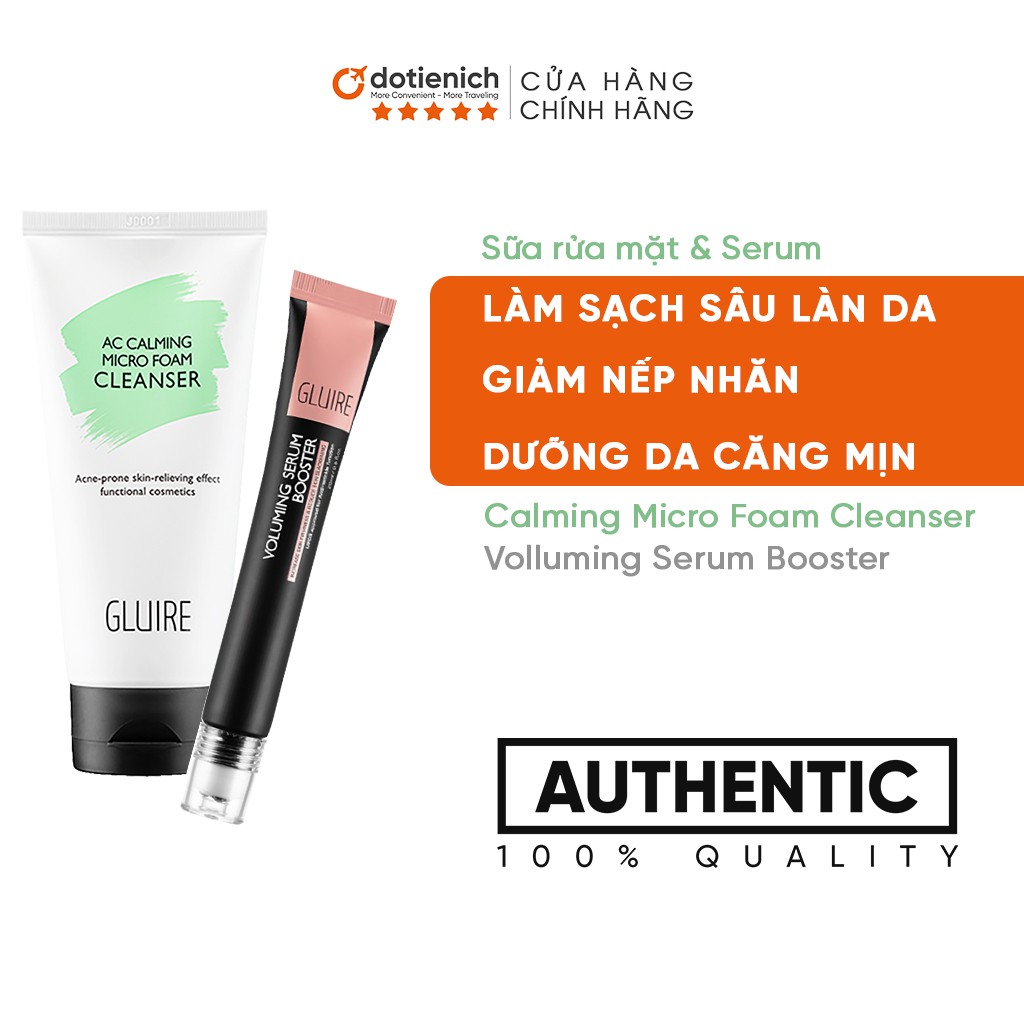 Sữa rửa mặt, serum giảm nếp nhăn Gluire dưỡng da chuyên sâu trong 2 bước