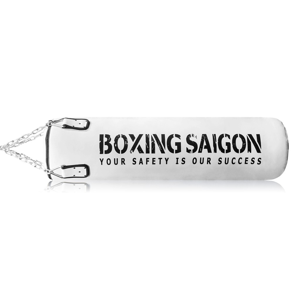 Bao cát đấm bốc Boxing Saigon 1m2 dây xích - Trắng [ TẶNG KÈM MÓC TREO TRỊ GIÁ 250K ]