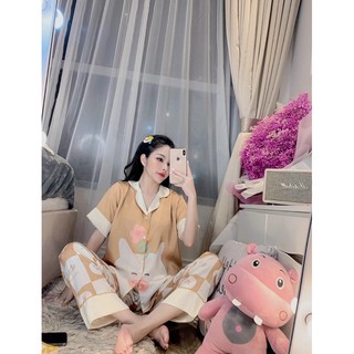 Bộ pijama lụa tay cộc quần dài lụa latin loại 1