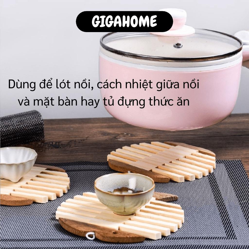 Đế Lót Nồi GIGAHOME Miếng Lót Nồi, Cốc, Dĩa Cách Nhiệt Bằng Gỗ Hình Cá Và Táo 8816